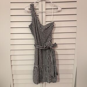 Crown & Ivy One Shoulder Gingham Dress